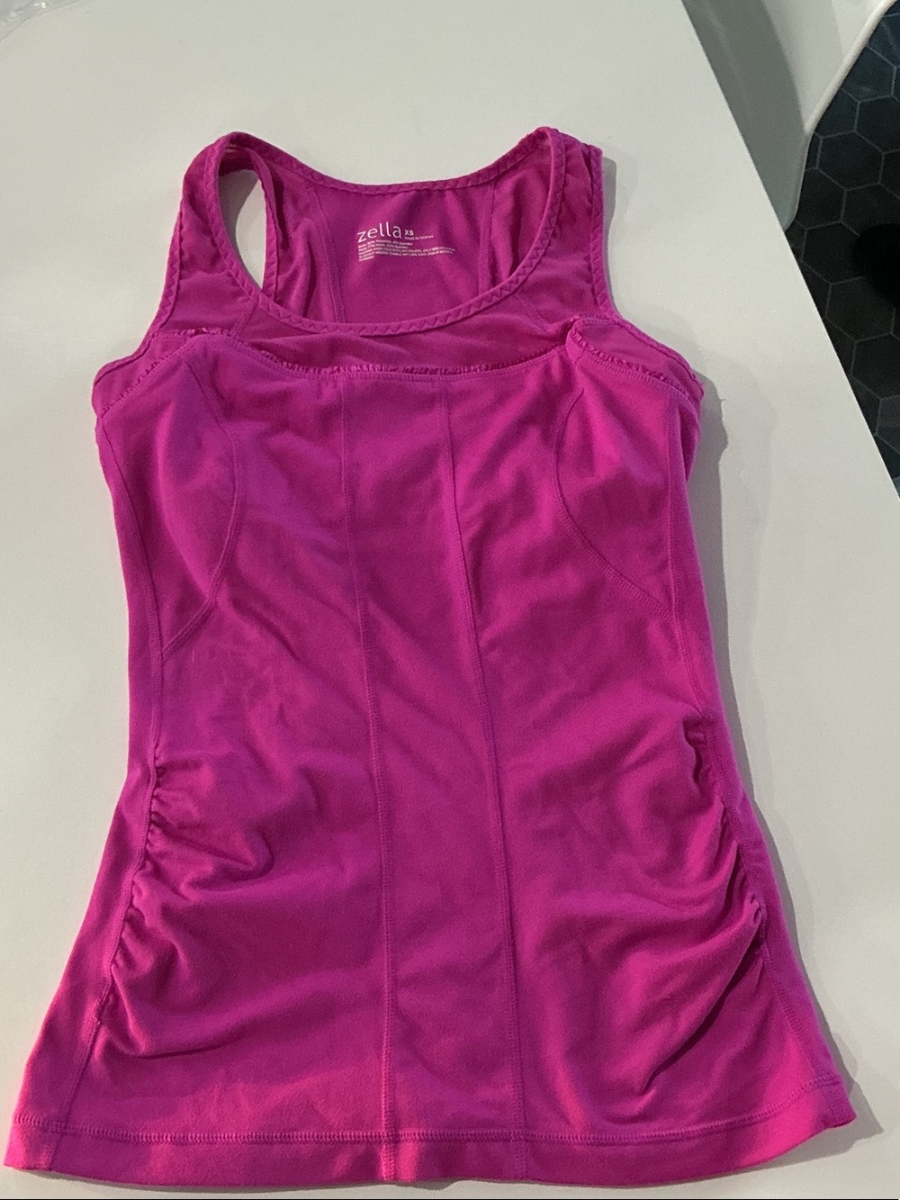Zella Bright Magenta Racerback Tank with Side Ruching